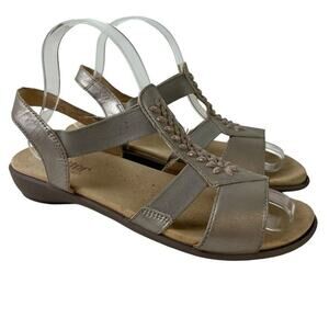Hotter Comfort Concept Womens Pewter Beaded Slingback Sandals Shoes Strappy 7.5